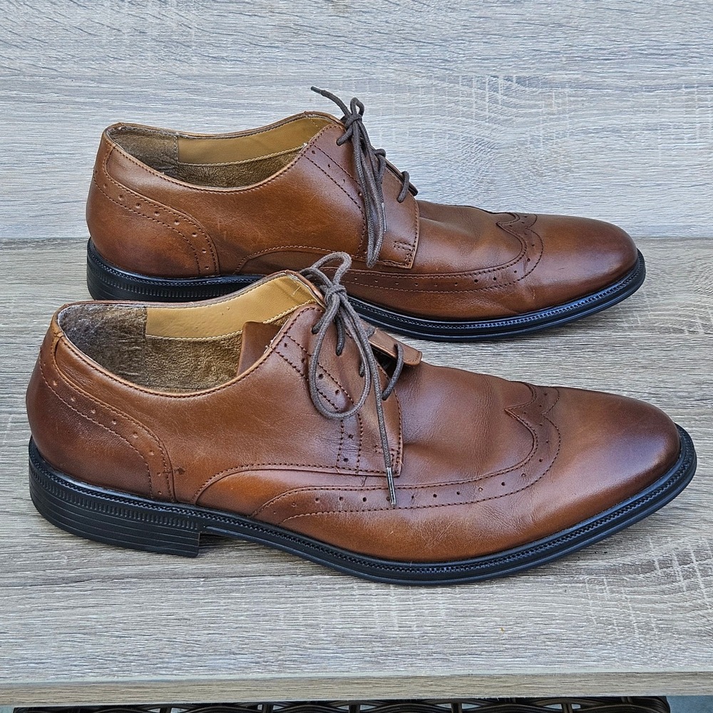 Nunn Bush Mens Brown Leather Wingtip Brogue Oxford Comfort Gel Shoes 81827 10 M